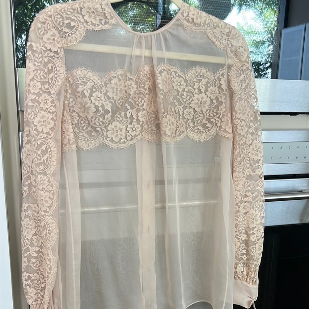 Sheer Lace Blouse in Light Pink